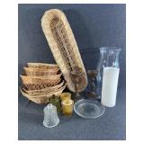 Wicker Basket and Candle Stick