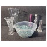 Cut Crystal Hibiscus and Palm Accents Vase
