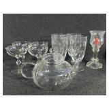 Clear Glass Kettle, Cocktail Glasses