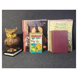 Owl Book End and Books and Musical Sheet