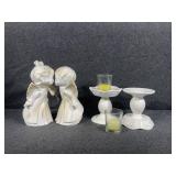Ceramic Kissing Angels, Candlestick holders