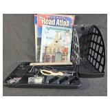 Road Atlas, File Organizer, Scissors