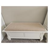 White Wooden Bench with Storage