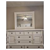 White Wooden 10 Drawer Dresser with Mirror