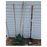 3 Rakes, Spade Shovel