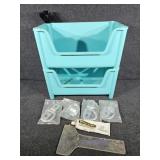 Blue Stackable Organizers, Wall Hooks