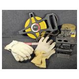 Metal Mini Stove, Lufkin Tape Measure, Gloves
