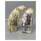 Replica Whale Teeth with Scrimshaw work