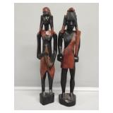 Wooden Hand-Carved African Statues