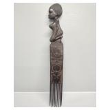African Hand Carving Wood Wall Hanging Comb