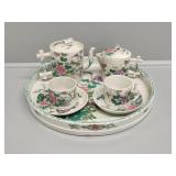 Oriental Tea Set with Tray Bird Floral