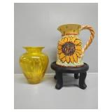 Sunflower Pottery Pitcher, Vase