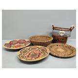 Native American Weave Tray Bowl, Woven Basket