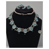 Turquoise Squash Necklace, Turquoise Ring, Brooch