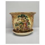 Japanese Satsuma Style Planter Pot with Saucer