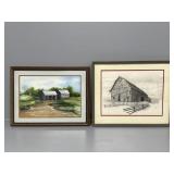 R.Blari Drawing and Barn Scene