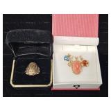 1953 10K Class Ring, Necklace Pendants(4)