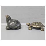 Jade Carved Turtle, Brass Turtle