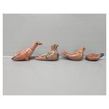Mexican Tonala Bird Figurines and Turtle