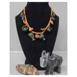 Necklace with Vase Pendants, Marble Burro,