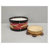 Tambourine and  Noble&Cooley Toy Drum