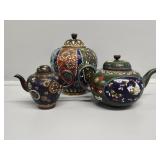 Cloisonne Tea Pots (2) Incense Jar
