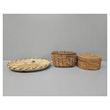 Native American Woven Flat Basket, Baskets with
