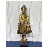 Golden Burmese Mandaly Wooden Buddha