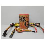 Russian Khokhloma Jar, with Spoons