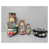 Handpainted Nutcracker Nesting Doll, Wooden
