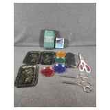 Pill Crusher, Scissors, Small Trinket Trays