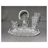 Crystal Relish Dish, Small Crystal Pitcher