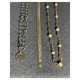 Golden tone necklaces , Silver tone coin belt