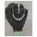 Ice Blue Rhinestone Choker and Bracelet