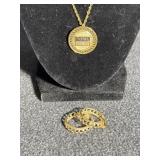 Total Pin/ Necklace with Diamond chip , Earrings