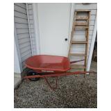 Wooden Ladder and Wheelbarrow