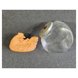 Candy Jar and Ceramic Chicken with Chicks