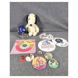 Football and Baseball Pins, Snoopy Plush