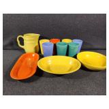 Fiesta Red Relish Dish, Yellow Bowls, Green Blue