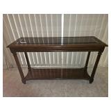 Wooden Sofa Table with Glass Middle