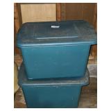2 Totes with Assorted Plastic and Glass Dishes