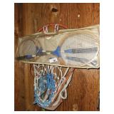 Rackets and Basketball Hoop