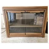 Wooden TV Stand with Glass Doors and Movies