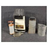 Popcorn Maker, Cheese Grater, Flour Sifter