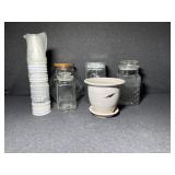 Glass Canisters and Flower pot