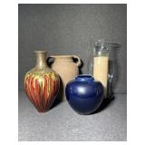 Hurricane candle vase, Clay Vase, (2) Glazed
