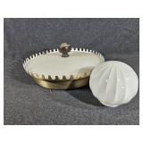 Light Fixture, White Glass Ribbed Shade