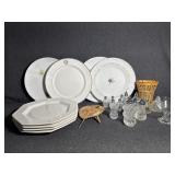 China plates, Crystal Salt and Pepper shakers