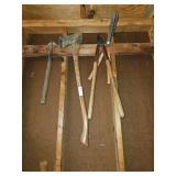 Axe, Loppers, Garden Hoe