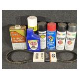 Spray Paint, Paint Thinner, Mower Belt